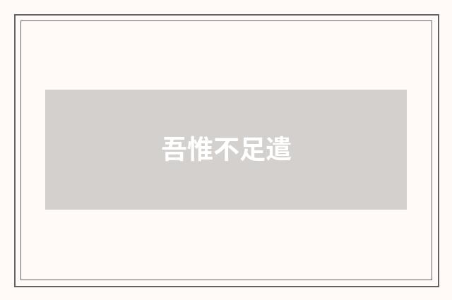 吾惟不足遣