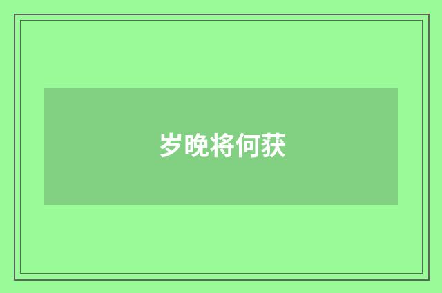 岁晚将何获