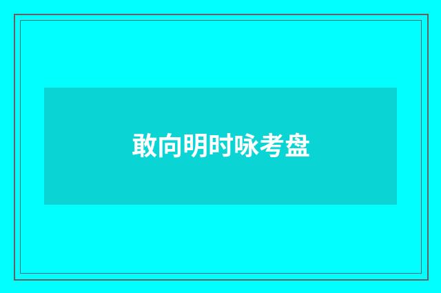 敢向明时咏考盘