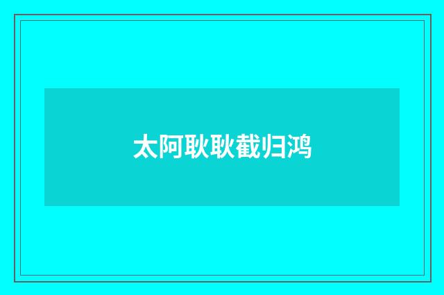 太阿耿耿截归鸿