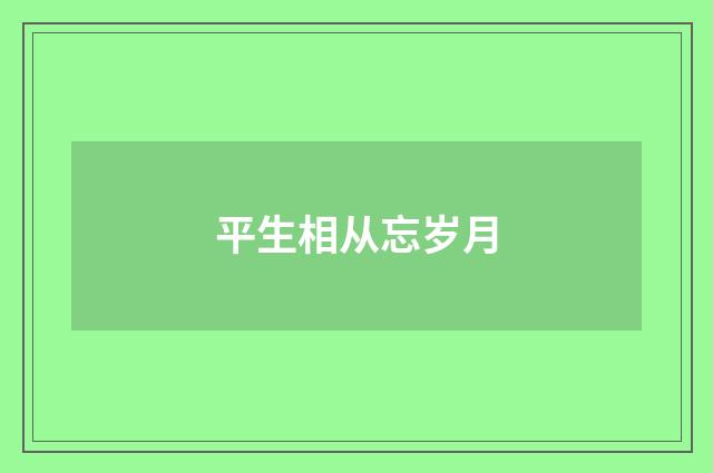 平生相从忘岁月
