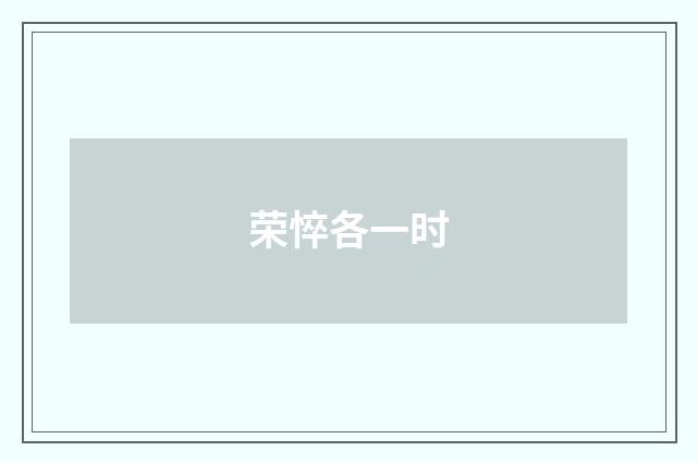 荣悴各一时