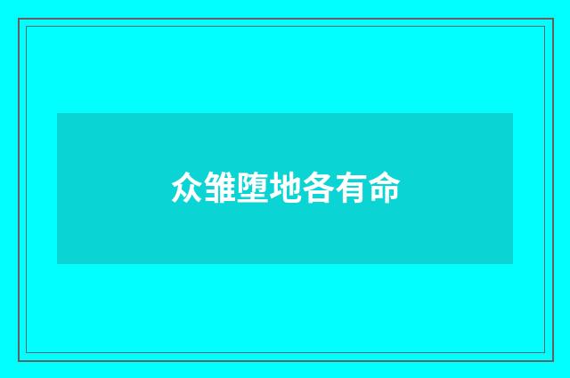 众雏堕地各有命