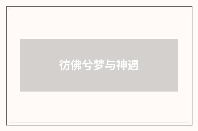 彷佛兮梦与神遇