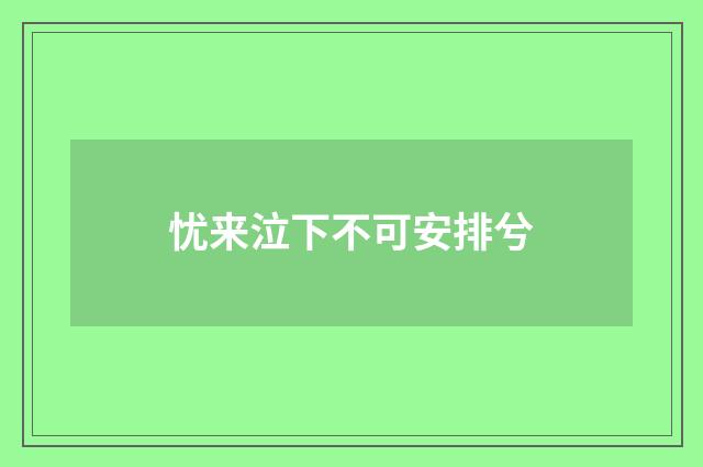 忧来泣下不可安排兮