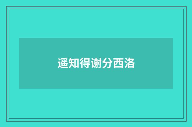 遥知得谢分西洛