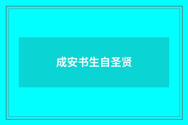 成安书生自圣贤