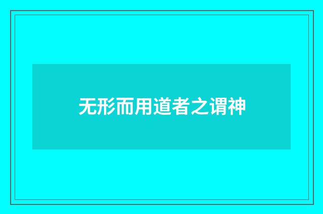 无形而用道者之谓神