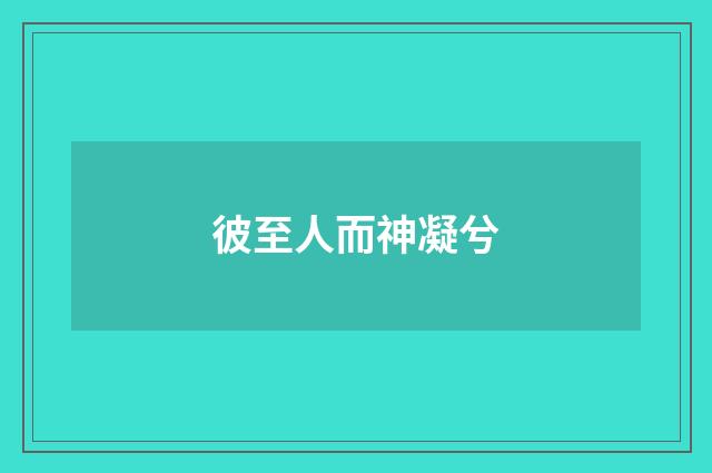 彼至人而神凝兮