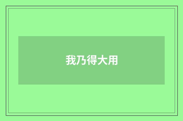 我乃得大用