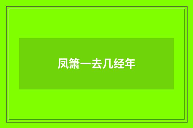 凤箫一去几经年
