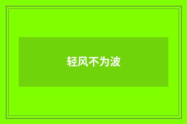 轻风不为波