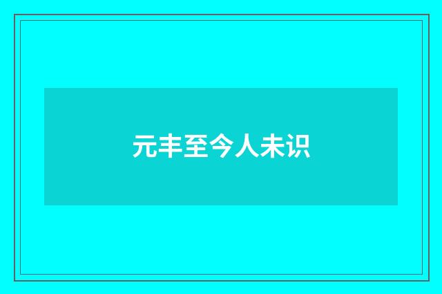 元丰至今人未识