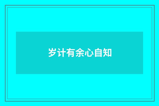 岁计有余心自知