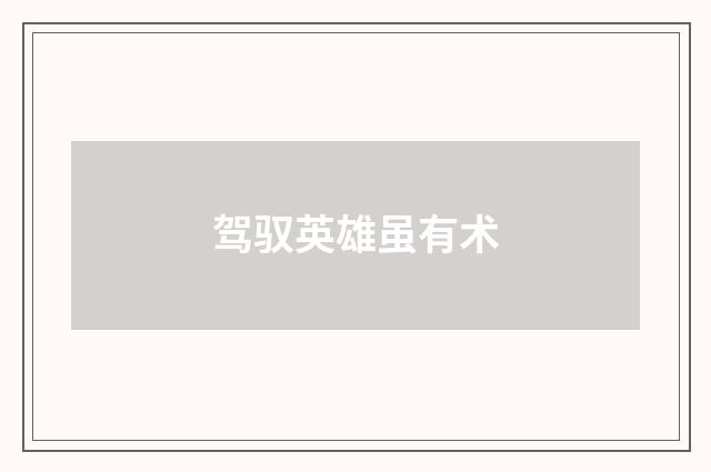 驾驭英雄虽有术