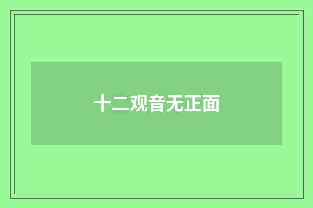 十二观音无正面