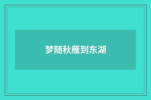 梦随秋雁到东湖