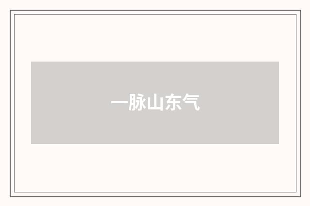 一脉山东气