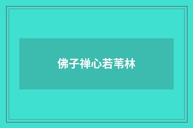 佛子禅心若苇林