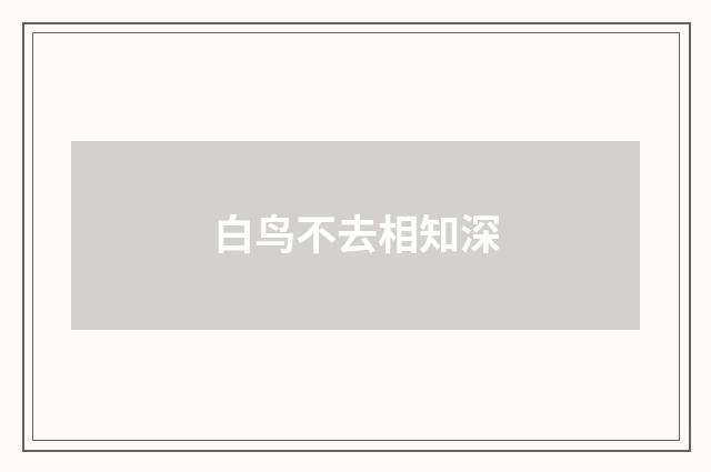 白鸟不去相知深