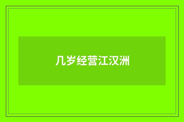 几岁经营江汉洲
