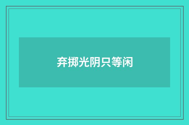 弃掷光阴只等闲