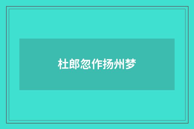 杜郎忽作扬州梦