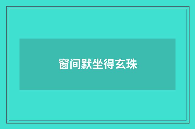 窗间默坐得玄珠