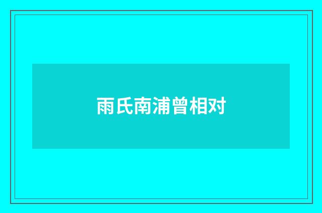 雨氏南浦曾相对