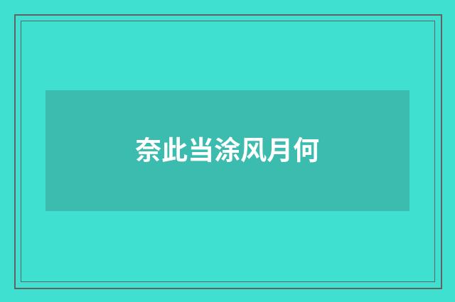 奈此当涂风月何