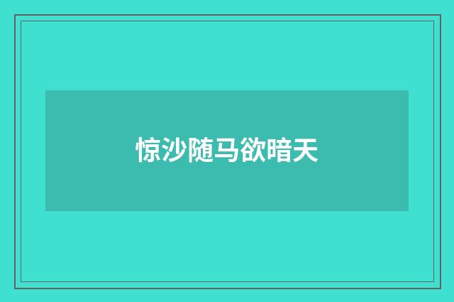 惊沙随马欲暗天