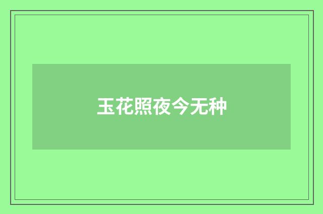 玉花照夜今无种
