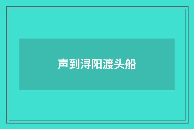 声到浔阳渡头船