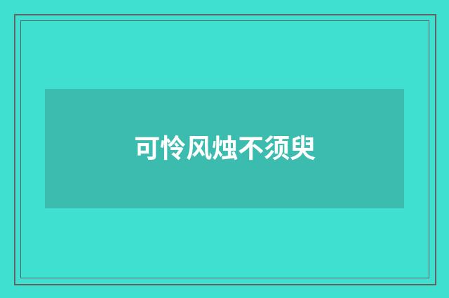 可怜风烛不须臾