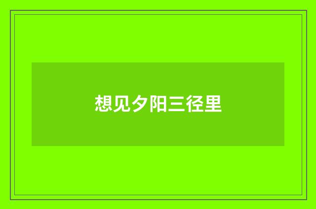 想见夕阳三径里