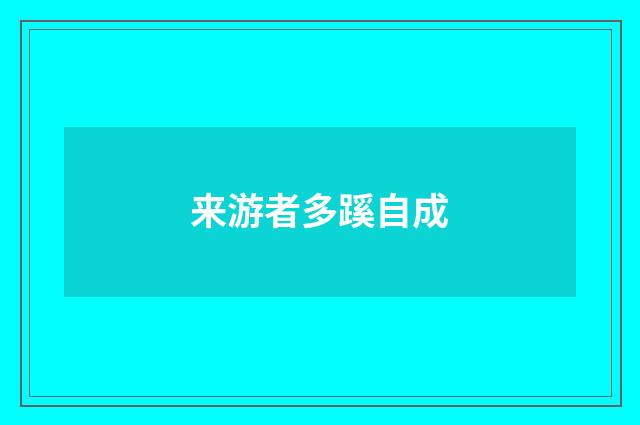 来游者多蹊自成