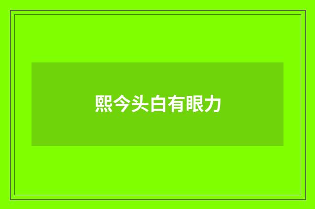 熙今头白有眼力