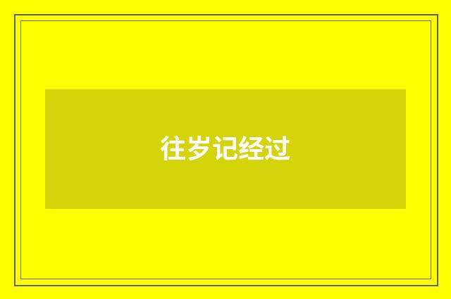 往岁记经过