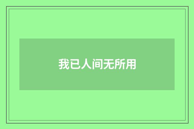 我已人间无所用