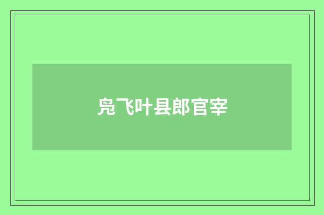 凫飞叶县郎官宰