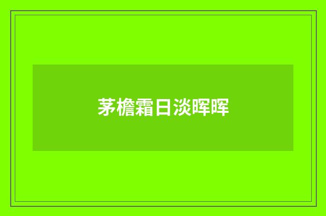 茅檐霜日淡晖晖