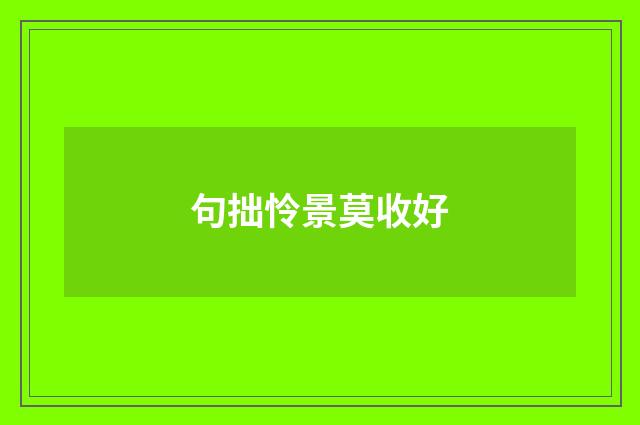 句拙怜景莫收好