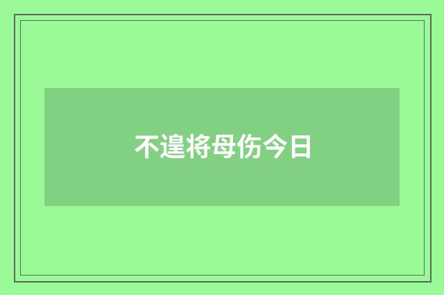 不遑将母伤今日