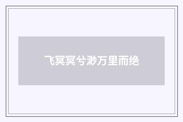 飞冥冥兮渺万里而绝