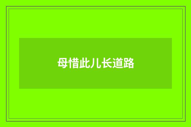 母惜此儿长道路