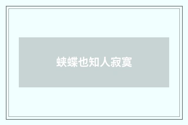 蛱蝶也知人寂寞