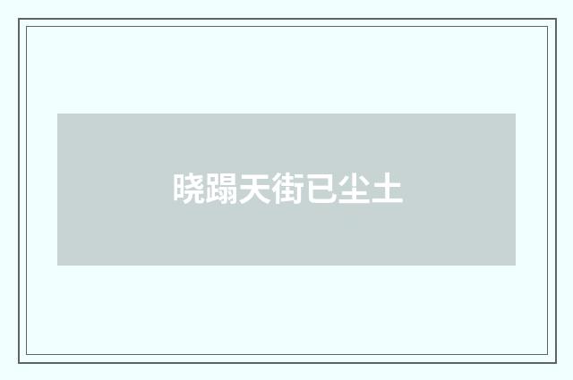 晓蹋天街已尘土