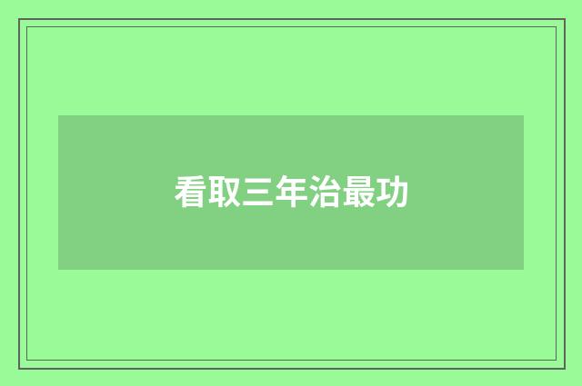 看取三年治最功
