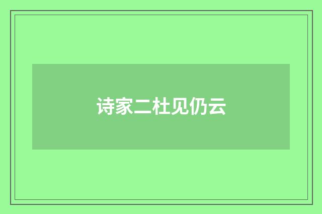 诗家二杜见仍云