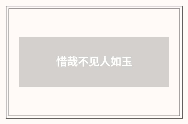 惜哉不见人如玉